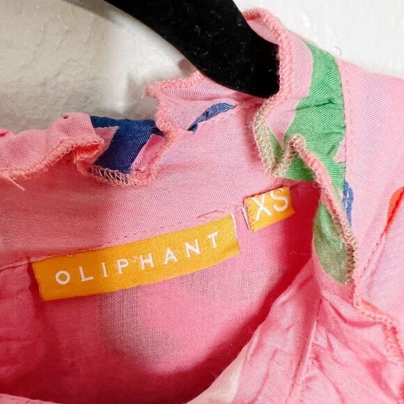 Oliphant Pink Tiered Abstract Print Sun Dress Size XS Cotton Silk - Picture 7 of 7